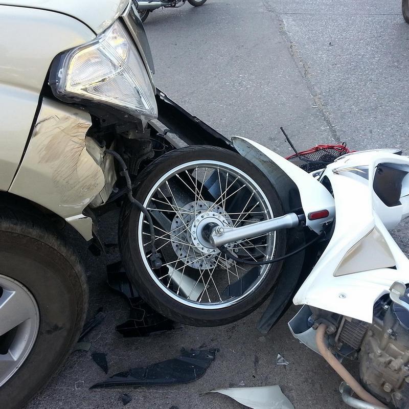 Accident between a car and a motorbike